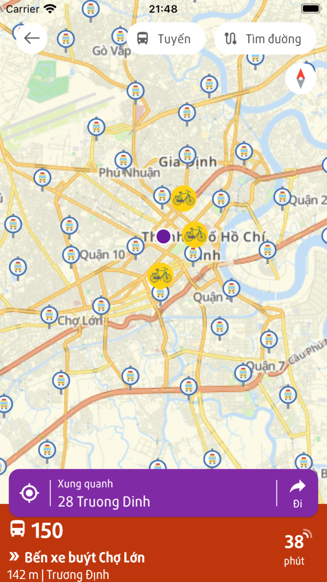Live map — bus stops, bike-share & arrival times